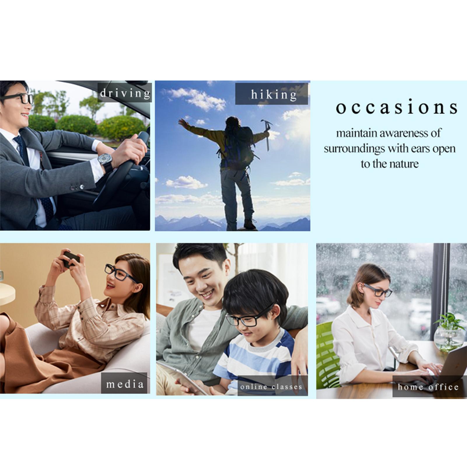 Smart Audio Glasses Wirelessly BT Music Glasses Music & Hands-Free Calling Polarized Eyeglasses Frame with Microphone for Men Women