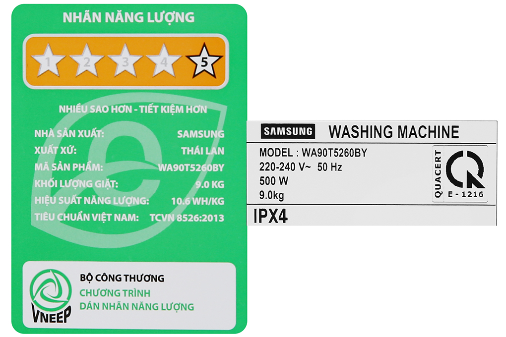 Máy giặt Samsung Inverter 9 kg WA90T5260BY/SV - Hàng chính hãng(Giao Toàn Quốc)