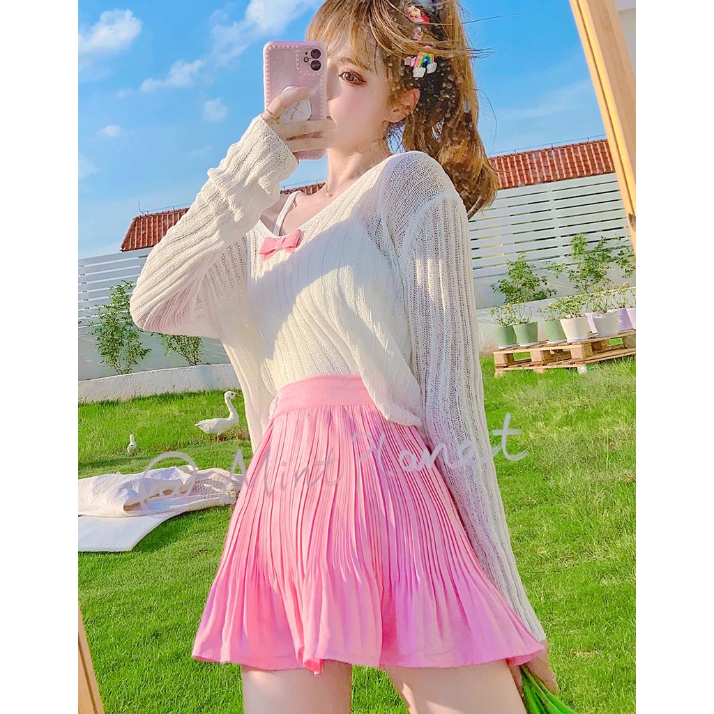 Áo len Montoghi dệt kim MỎNG CROPTOP GẮN NHÃN dễ phối đồ thời trang sang trọng