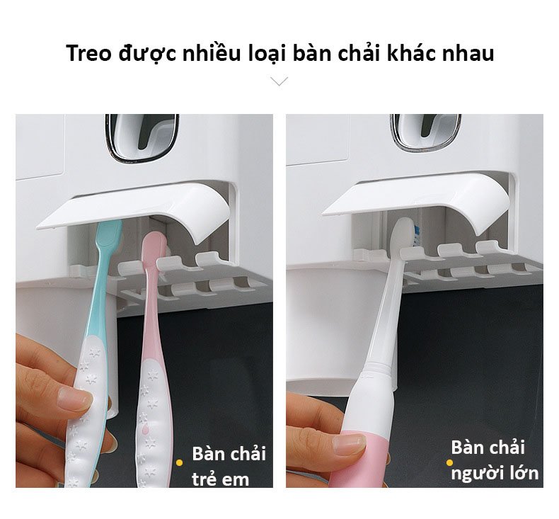 Bộ Nhả Kem Đánh Răng Tự Động - Có Kệ Để Đồ + Kệ Treo Bàn Chải Đánh Răng - - Hàng Chính Hãng.
