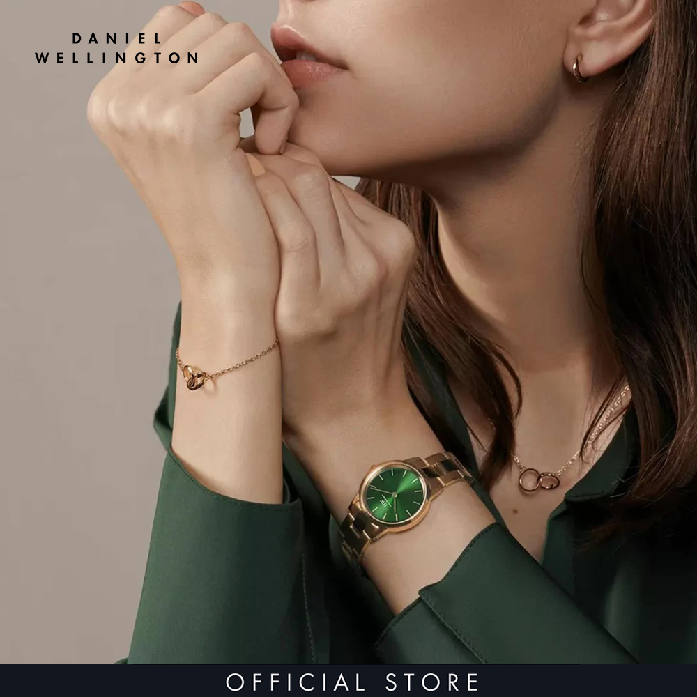 Đồng hồ Nam Daniel Wellington dây Kim loại - Iconic Emerald 28 RG Green 28mm DW00100421