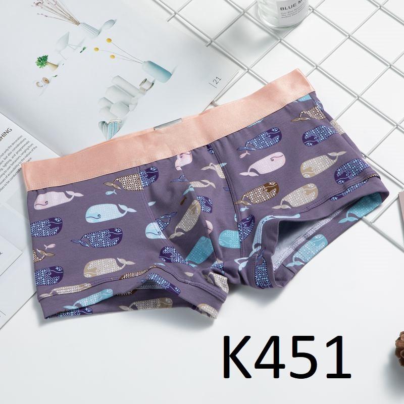 Sịp Đùi- Quần Lót Nam Boxer Cotton Họa Tiết Trẻ Trung, Hot Trend K451
