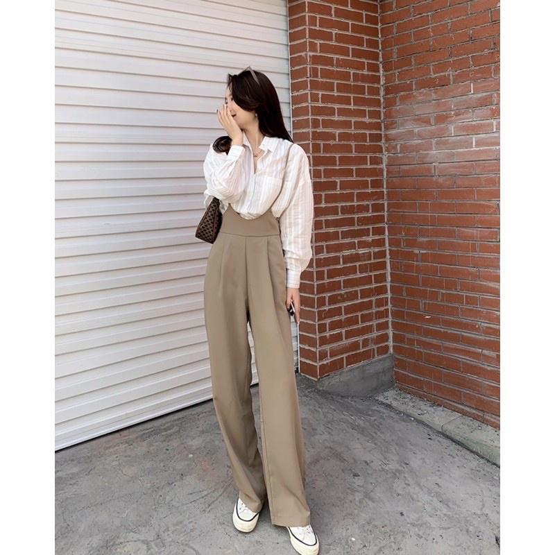 Quần yếm dài 2 dây ống suông kiểu dáng ulzzang Hàn quốc, quần yếm ống rộng