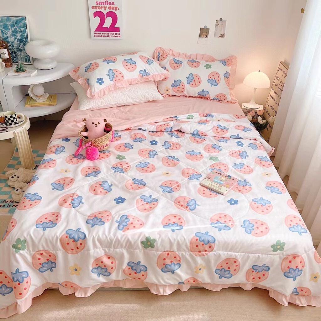 Set Chăn Ga Cotton Đũi-Đũi Bèo Cao Cấp Mới