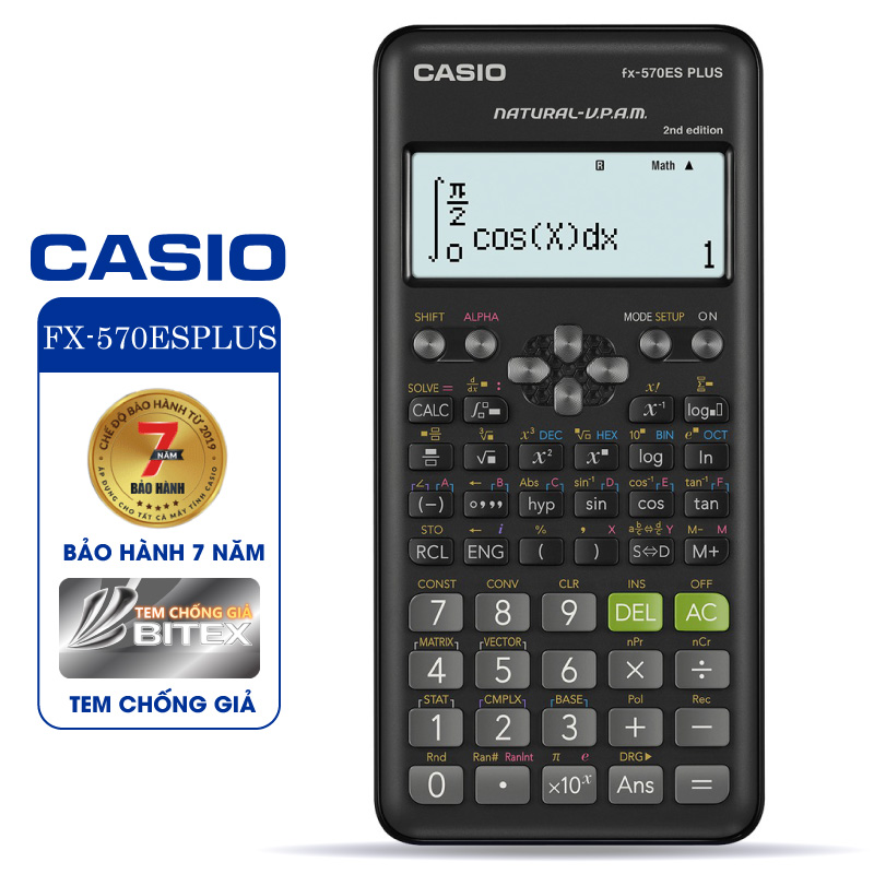 Máy tính Casio FX-570ES PLUS, Bảo hành 7 năm - Hàng chính hãng Bitex