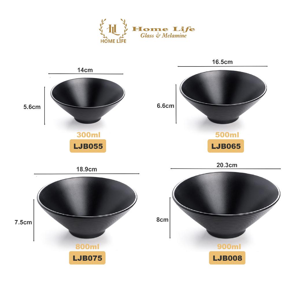 BÁT TÔ 1006L 1007L 1008L 1009L | TÔ ĐEN MỜ MELAMINE | BÁT CHÈ, MỲ, CHÁO | BÁT ĐEN NHÁM LOE LJB