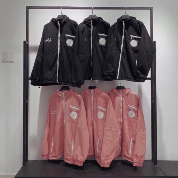 Áo khoác dù in hình hoa cúc SAVA dành cho nam cho nữ có mũ, jacket form rộng có 2 màu unisex ulzzang