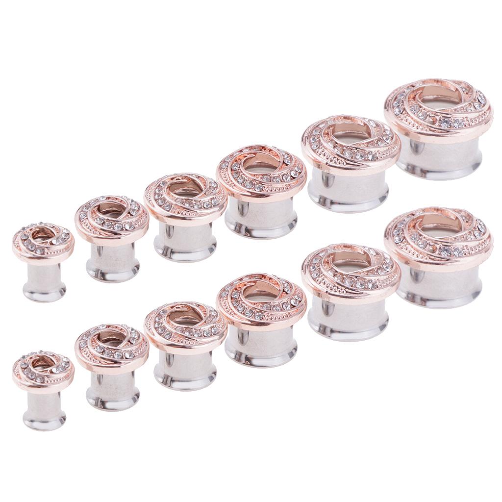 Stainless Piercing Round Ear Expanders Rose Gold Ear Piercing Jewelry  6mm