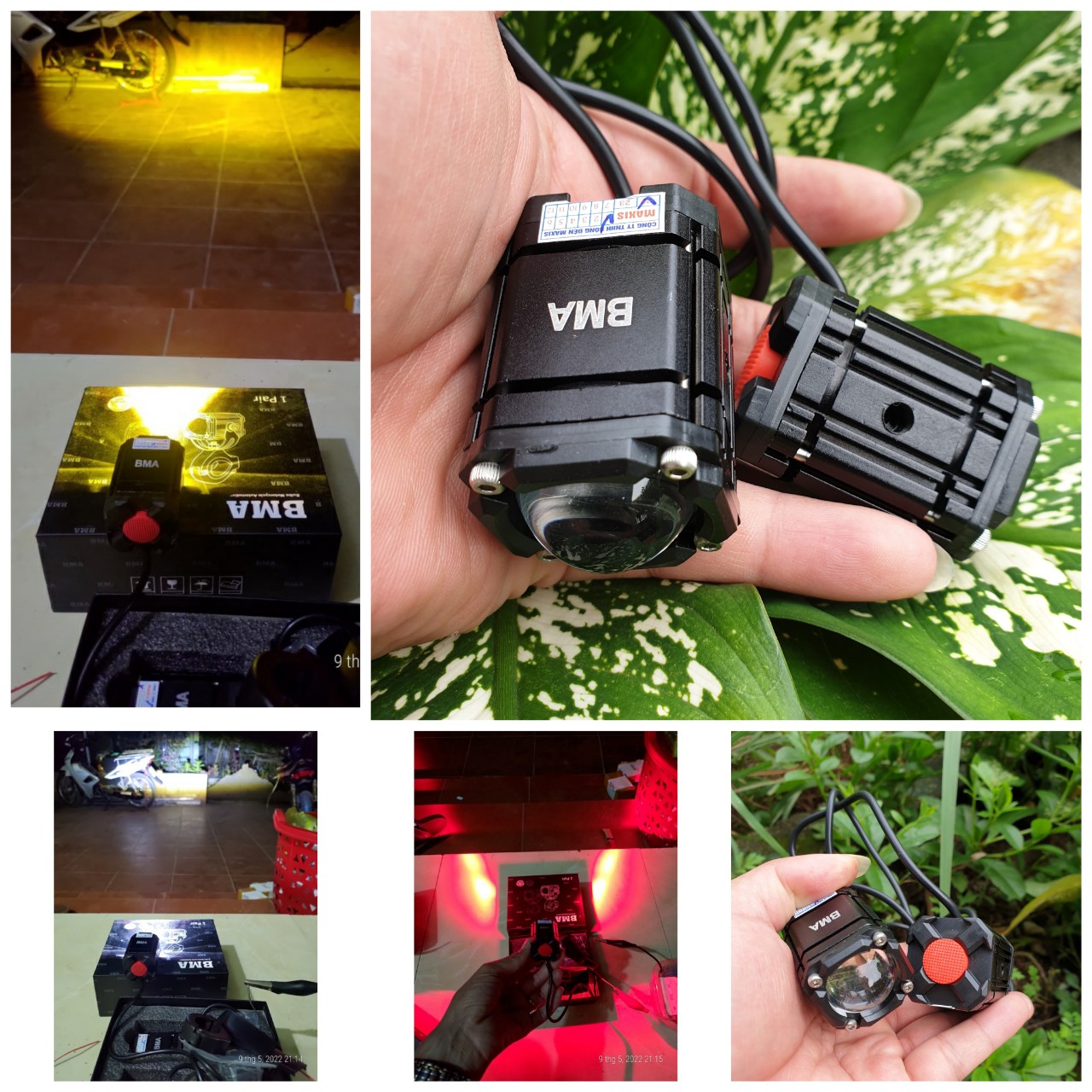 Đèn led trợ sáng xe máy 2 màu cốt pha B.M.A bi cầu bản đặc biệt 4 chế độ mẫu mới hàng víp siêu gom , phụ kiện xe máy