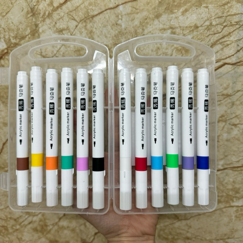 Bút Màu Acrylic Marker 12/24/36/48 Cao Cấp Màu Sắc Tươi Sáng - Bút Lông Màu