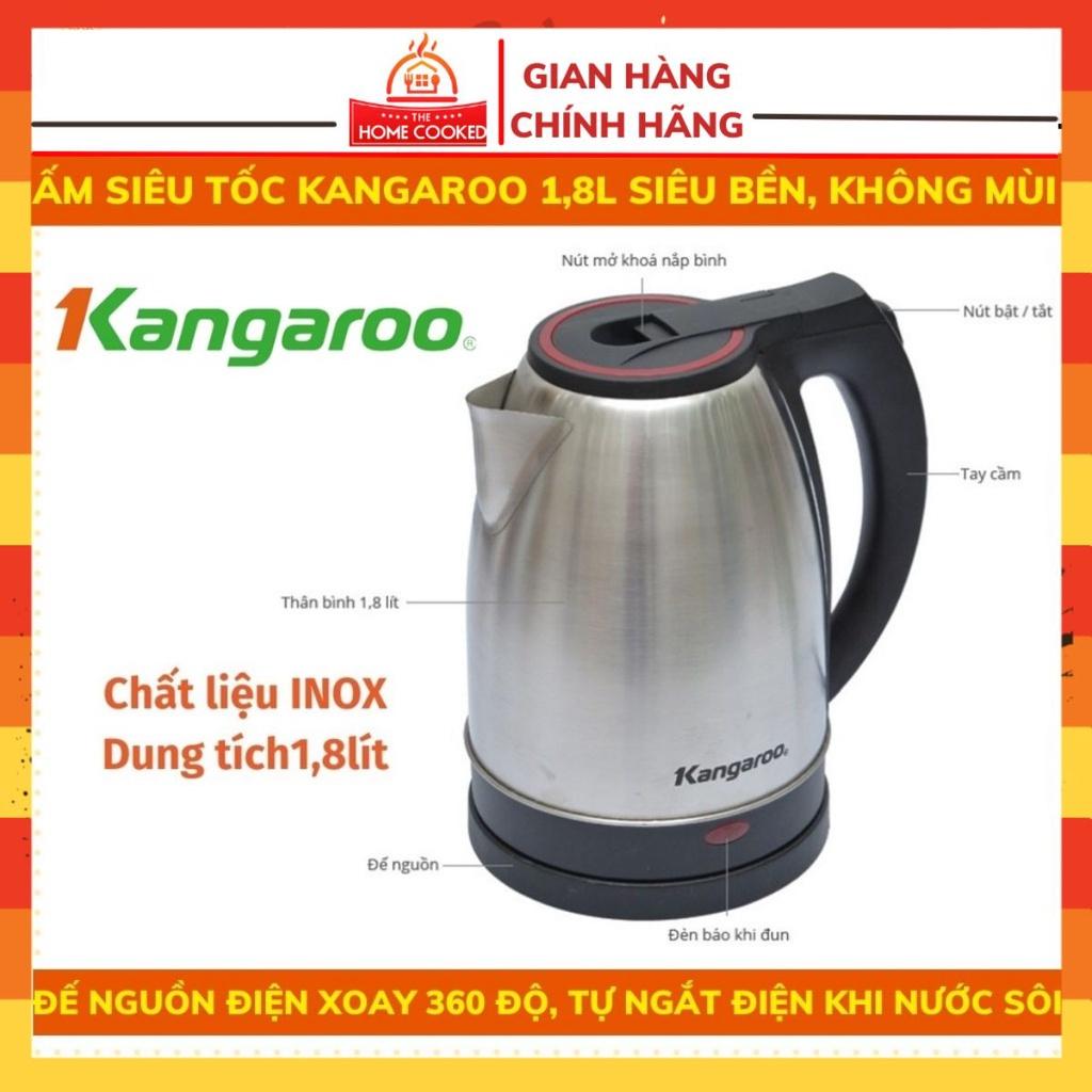 Ấm siêu tốc ️️Ấm đun nước Kangaroo KG338 1,8 lít inox siêu bền, không mùi