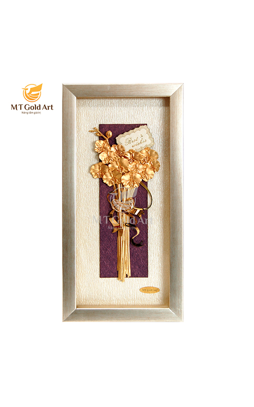 Tranh bó hoa lan dát vàng nền sáng MT Gold Art- Hàng chính hãng, trang trí nhà cửa, phòng làm việc, quà tặng sếp, đối tác, khách hàng, tân gia, khai trương