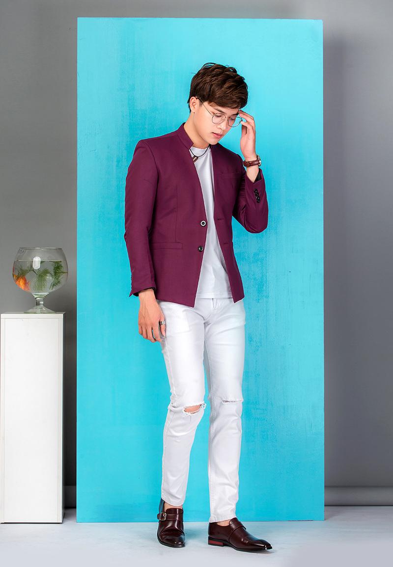 Aó vest Cách tân giả vest Titishop AKN497 Đỏ đô