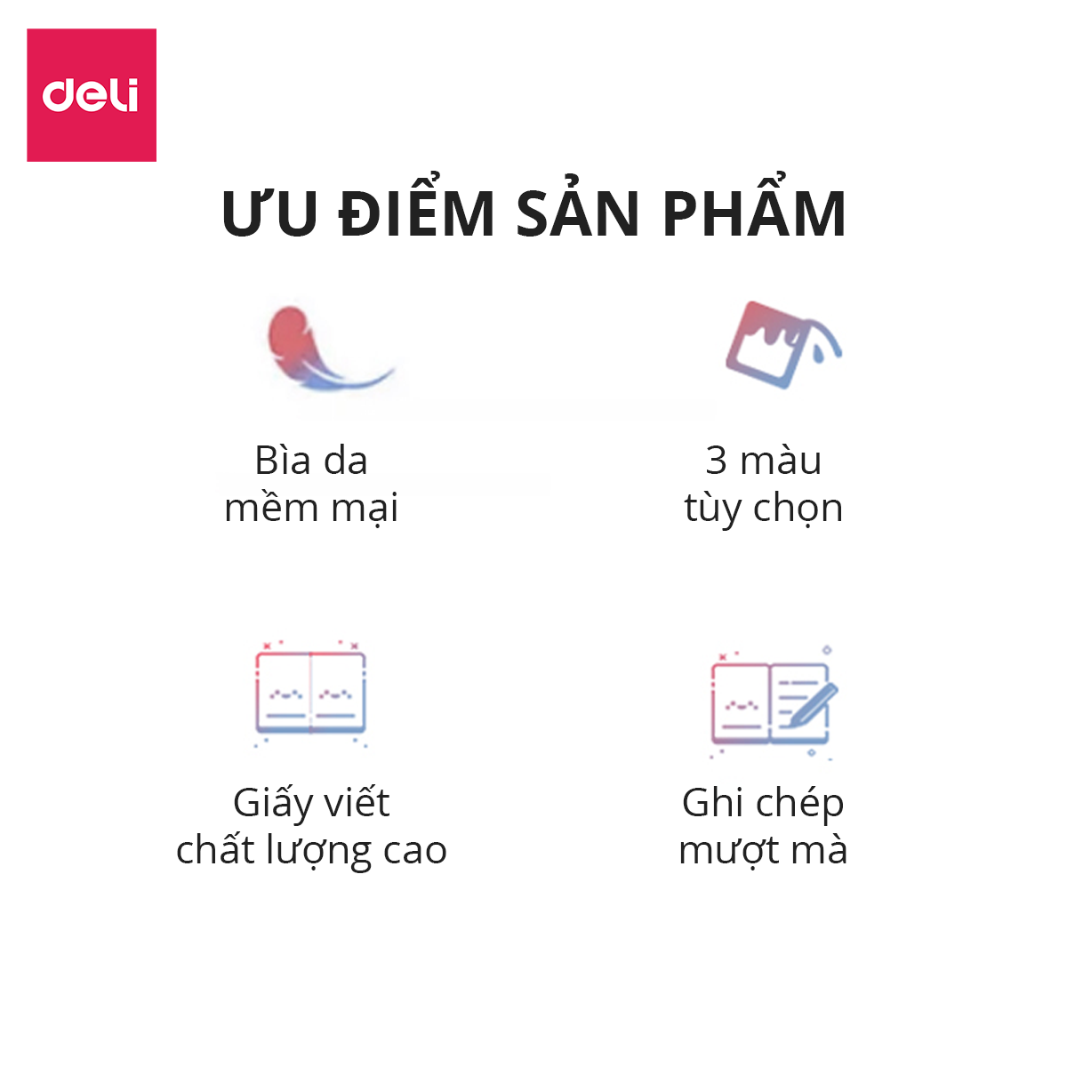 Sổ Tay Ghi Chép Bìa Da A5 300 Trang Kẻ Ngang Deli - Phù Hợp Làm Sổ Kế Hoạch Planner, Nhật Kí, Tập Vở Ghi Chép Bullet Journal - EN012 / EN013