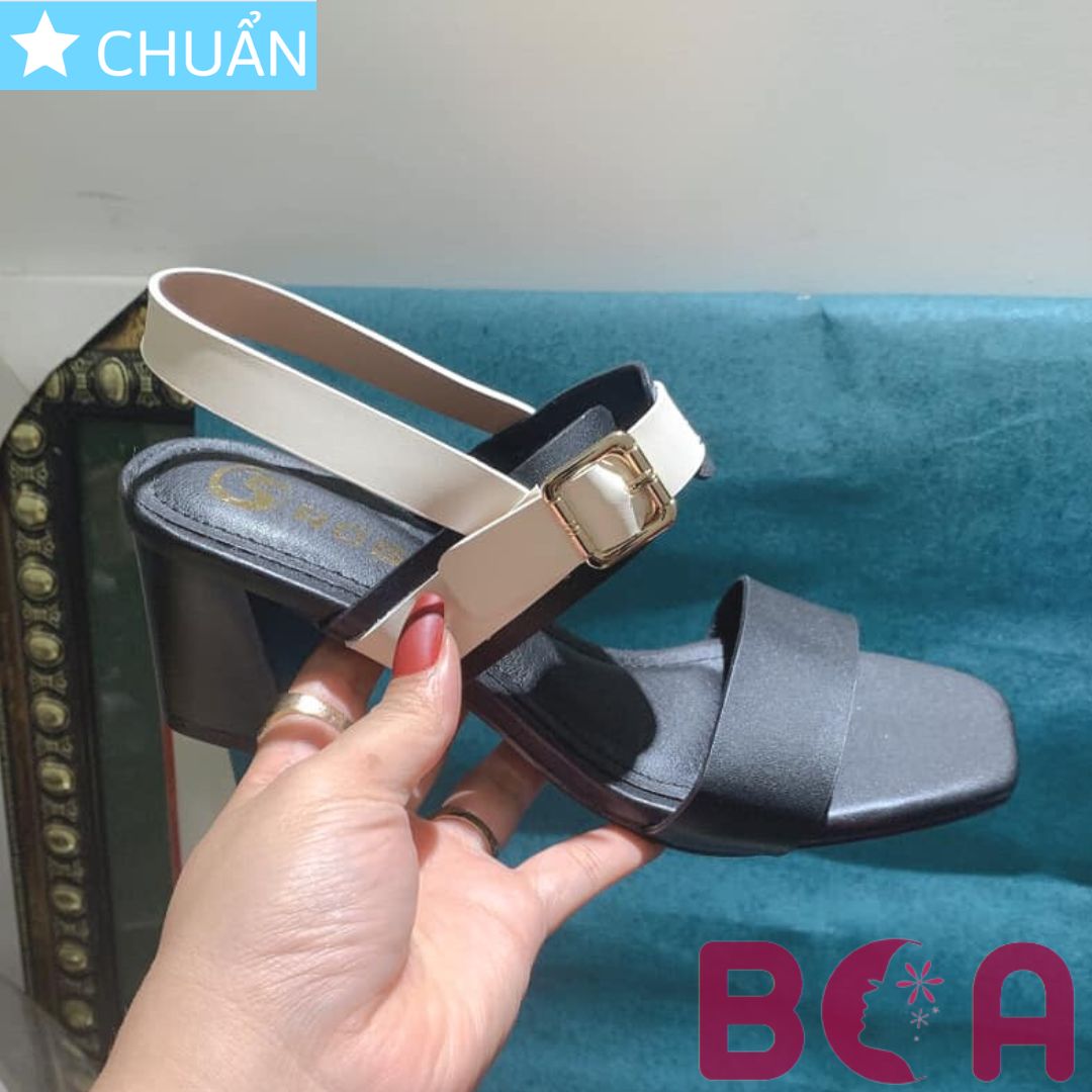 Giày cao gót nữ 5p RO534 ROSATA tại BCASHOP kiểu dáng sandal, phối màu sành điệu cùng chất liệu da êm chân - màu đen