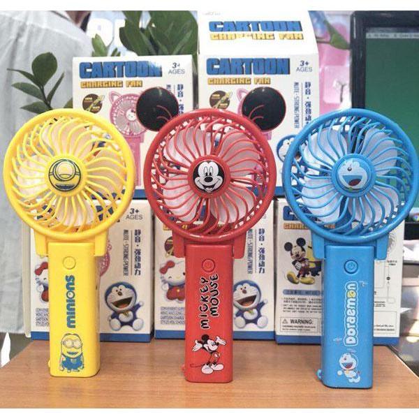 Quạt MINI FAN cầm tay Doremon, Mickey, Kitty (Không đèn)