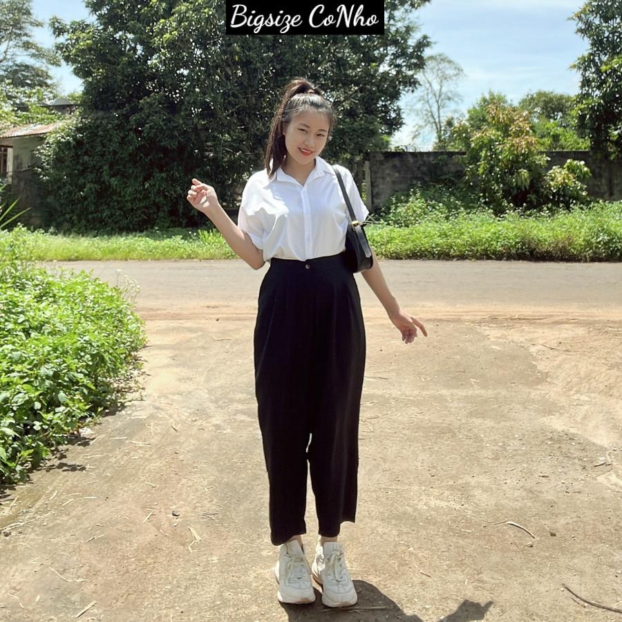 Áo sơ mi trắng bigsize nữ tay ngắn đi học đi làm SMHS