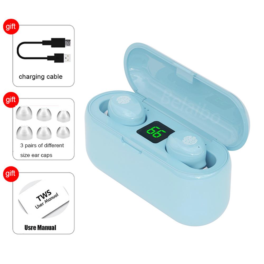 Tai Nghe Nhét Tai Không Dây F9 TWS Tai Nghe 9D Stereo Tai Nghe Nhạc Bluetooth-Tương Thích 5.0 Cảm Ứng Tai Nghe Nhét Tai Với 1200MAh Sạc Hộp