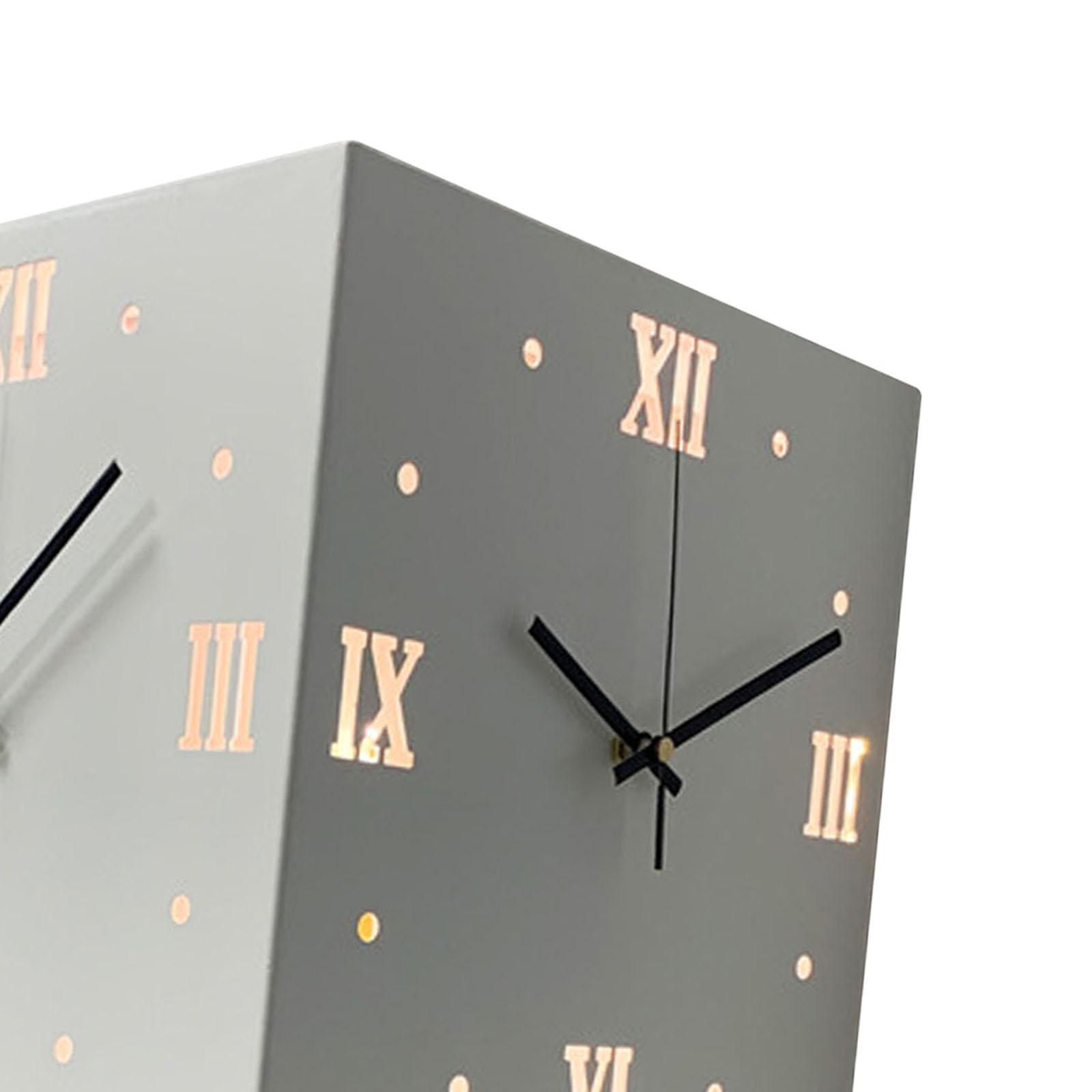 Double Sided Corne Wall Clock Modern Wall Clock with Roman Numerals Square Easy to Read Indoor Outdoor Clock for Classroom Office Decoration