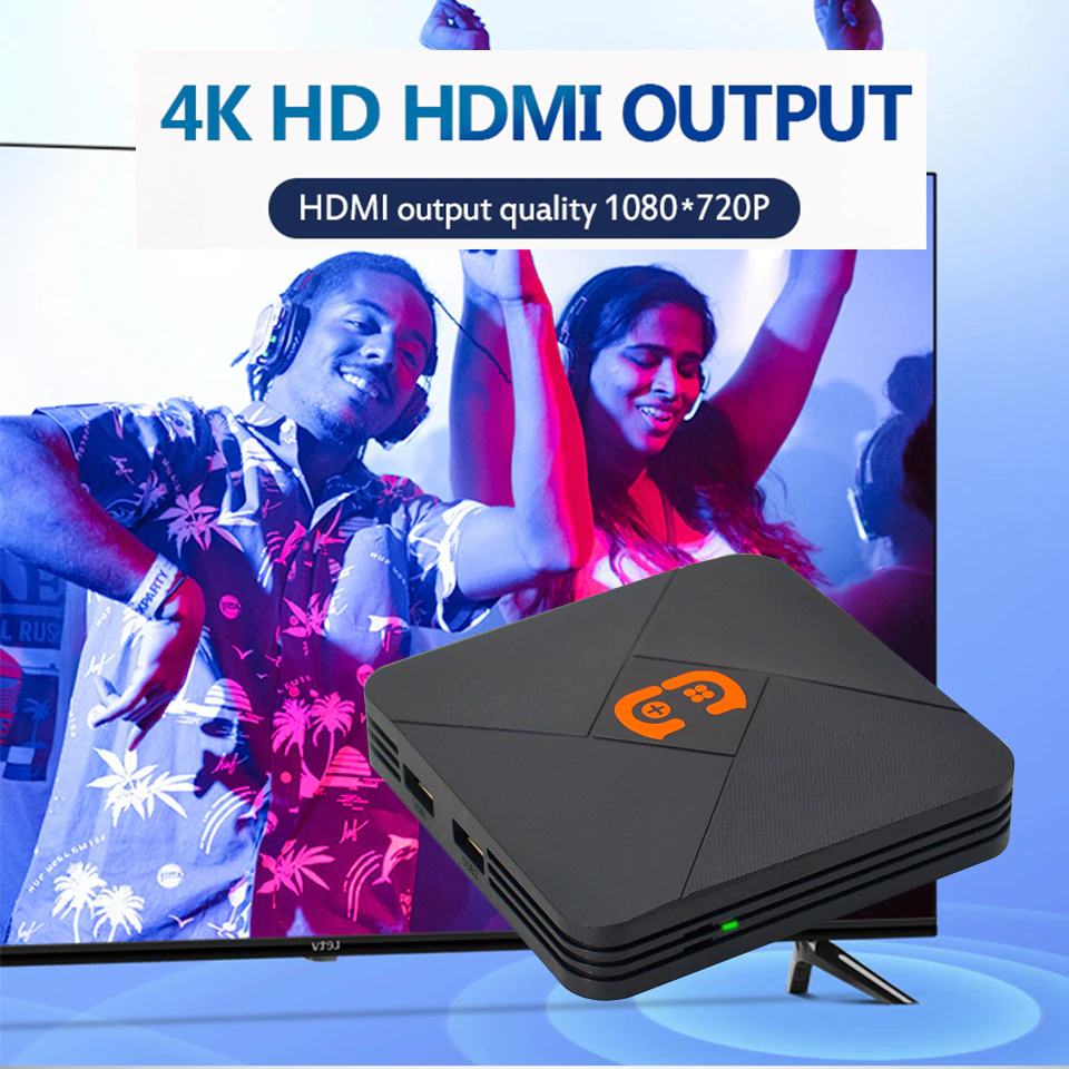 Máy chơi game điện tử 4 nút hdmi tích hợp Tivi Box hỗ trợ tải game lưu game xem TV miễn phí với 5600 games  tay cầm joystick Hỗ trợ phân giải lên 4k HDR Hỗ trợ kết nối thẻ nhớ