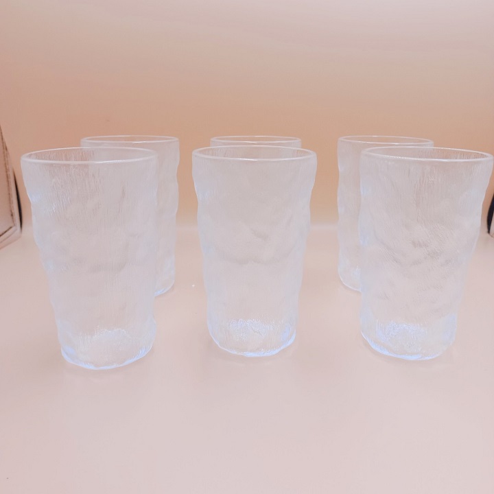 Bộ 6 Cốc Thủy Tinh decor dáng cao vân nhám phong cách Hàn Quốc dung tích 355 ml cao cấp