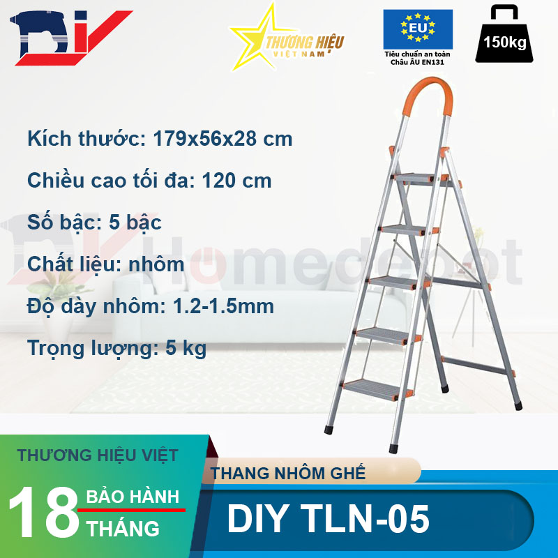 Thang ghế gia đình 5 bậc DIY TLN-05 - 120cm