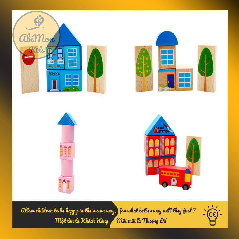 Bộ Xếp Hình Gỗ Thành Phố Cho Bé || Montessori cao cấp || Đồ chơi Gỗ - Giáo dục - An toàn - Thông minh