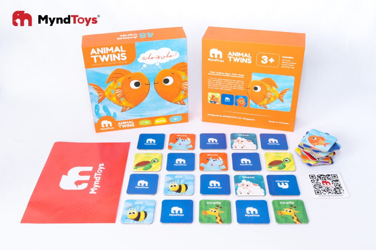 Đồ Chơi Xếp Hình MyndToys - Animal Twins - Memory Matching Game 48 Thẻ Dành Cho Các Bé Trên 2 Tuổi