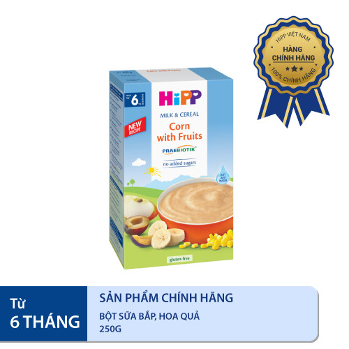 Bột ăn dặm dinh dưỡng Sữa, Hoa quả, Bắp HiPP Organic 250g