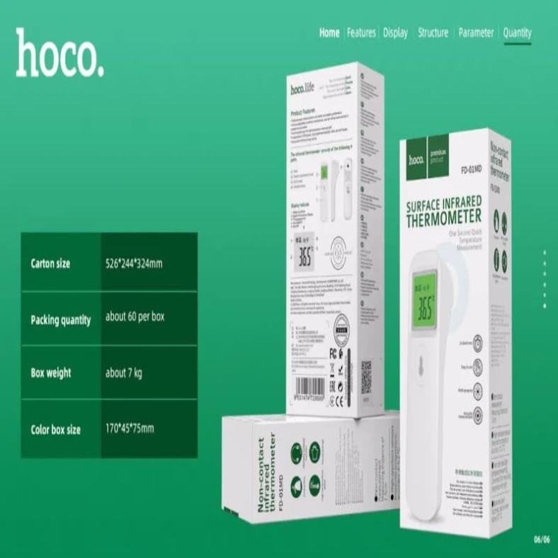 Nhiệt kế điện tử hồng ngoại đa năng đo trán Hoco - đo nhanh, chính xác- Hàng Chính Hãng