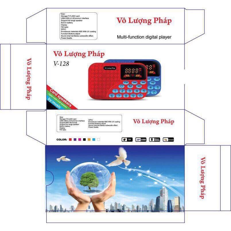 Đài Chạy Thẻ Nhớ USB V128 (Kèm Pin đi theo