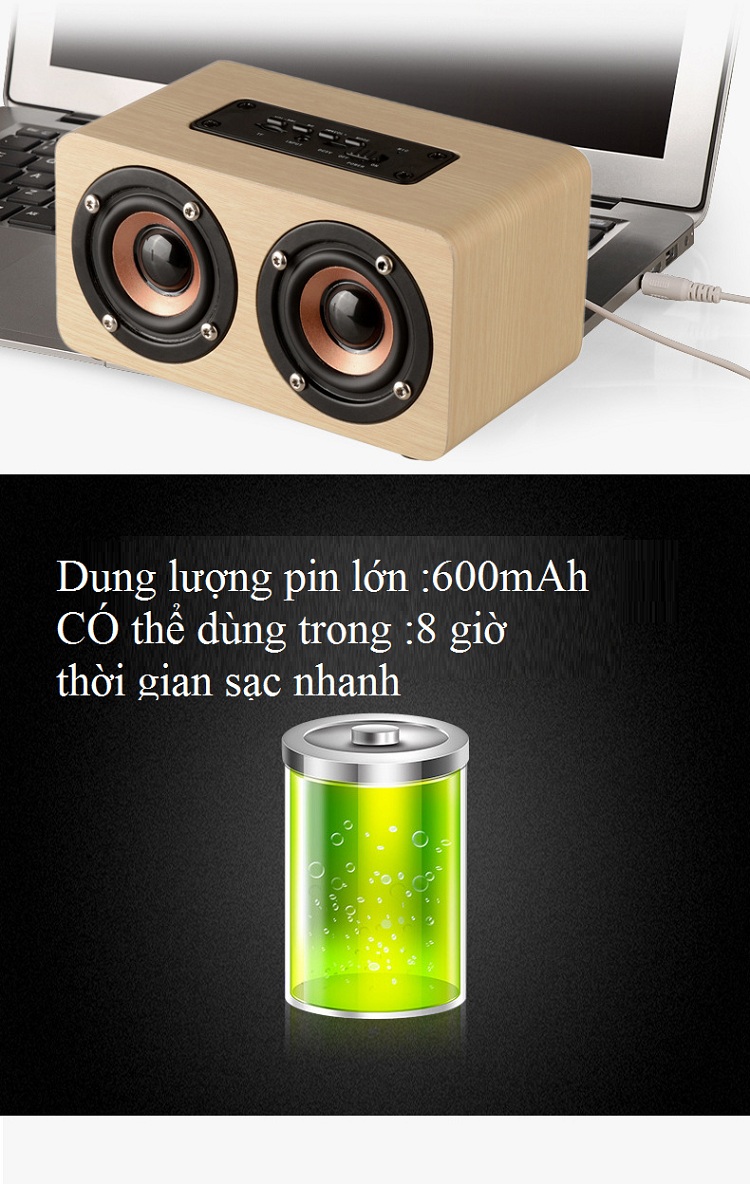 Di động Loa Siêu Trầm W5 Vân gỗ Loa Bluetooth Di Động Du Lịch Di Động Điện Thoại Không Dây