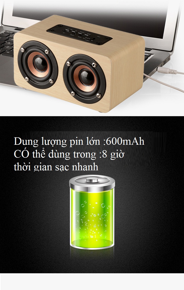 Di động Loa Siêu Trầm  W5 Vân gỗ Loa Bluetooth Di Động Du Lịch Di Động Điện Thoại Không Dây 