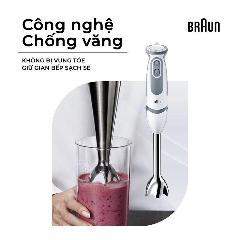 Máy xay cầm tay Braun MQ5235, Công suất 1000W, Xay nhanh - Hàng Chính Hãng
