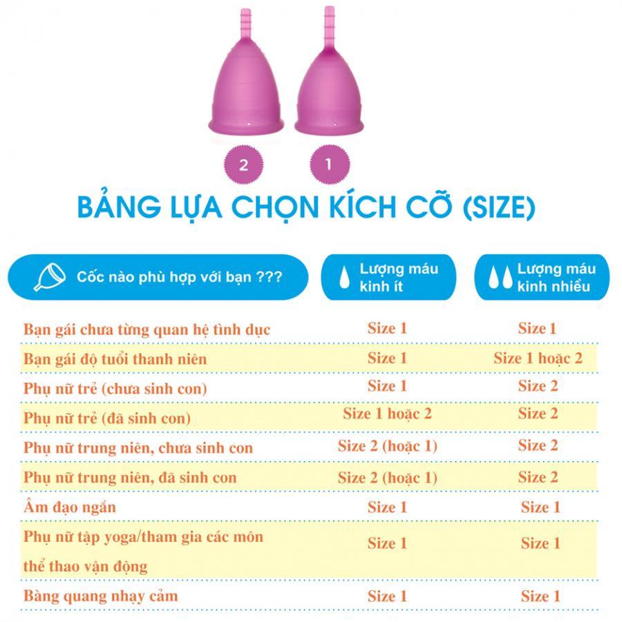 Cốc Nguyệt San Lunette Cao Cấp, Màu Tím Hộp Hoa