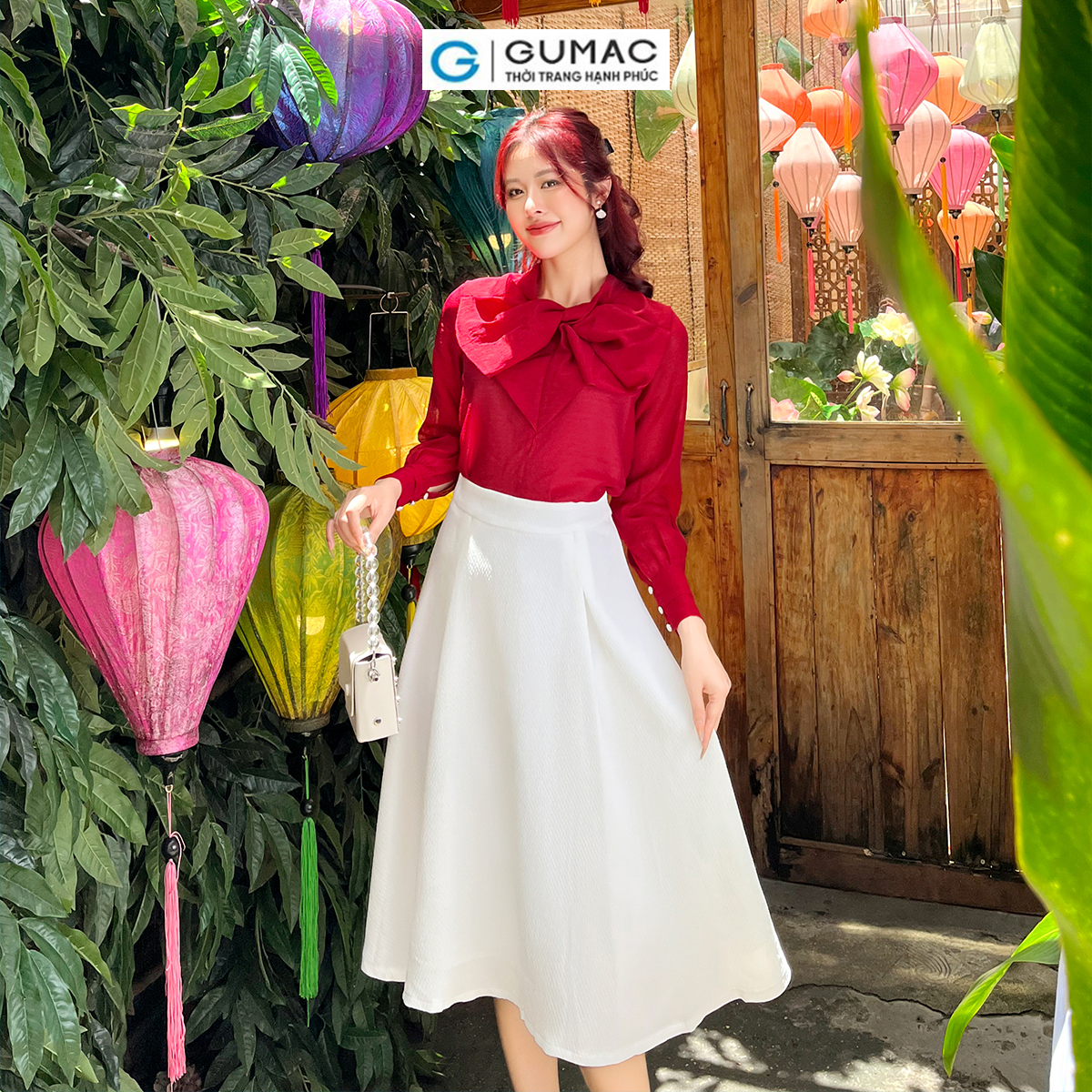 Áo kiểu xếp nơ GUMAC AD05085