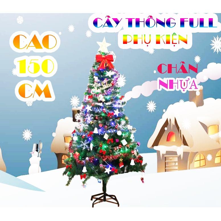 Cây thông cao 60cm-90cm -120cm -150cm kèm full phụ kiện trang trí
