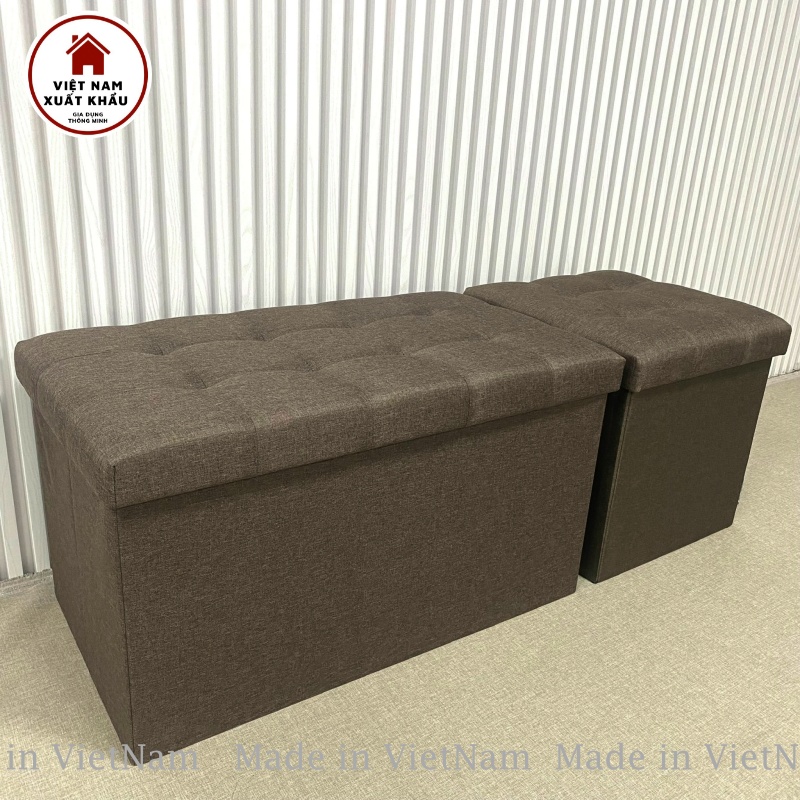 Bộ 2 Ghế kiêm hộp đựng đồ  chất vải oxford 600D sang trọng size L 39x39xcao40cm và XL 70x39xcao40cm
