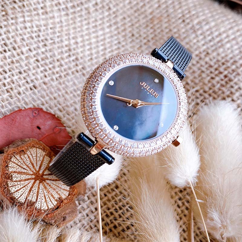 Đồng Hồ Nữ JS-041 Kính Sapphire Julius Star Hàn Quốc Dây Thép