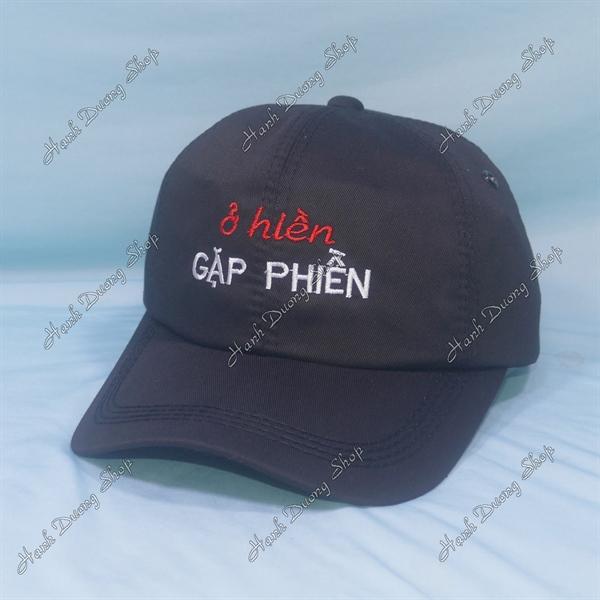 Nón kết thêu chữ Ở Hiền Gặp Phiền có khóa tăng giảm size phía sau - Đen