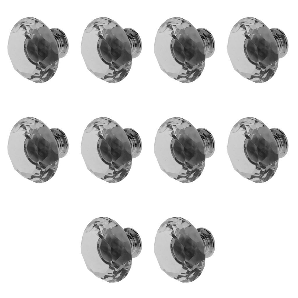 10pcs Glass Diamond Door Knob Drawer Dresser Pull Handle Cabinet Hardware