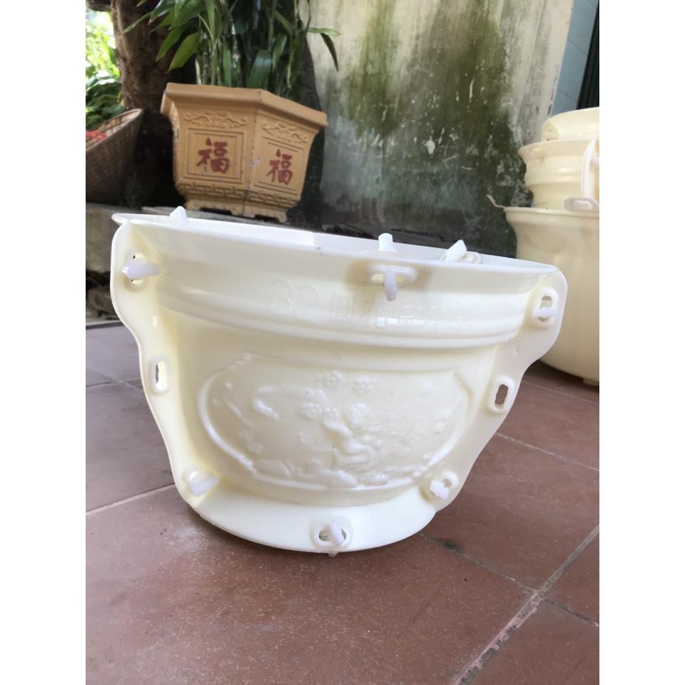 Khuôn Chậu Tròn Rộng 32 Cm Cao 21 Cm Mẫu Tùng Hoặc Mai Nhựa Abs
