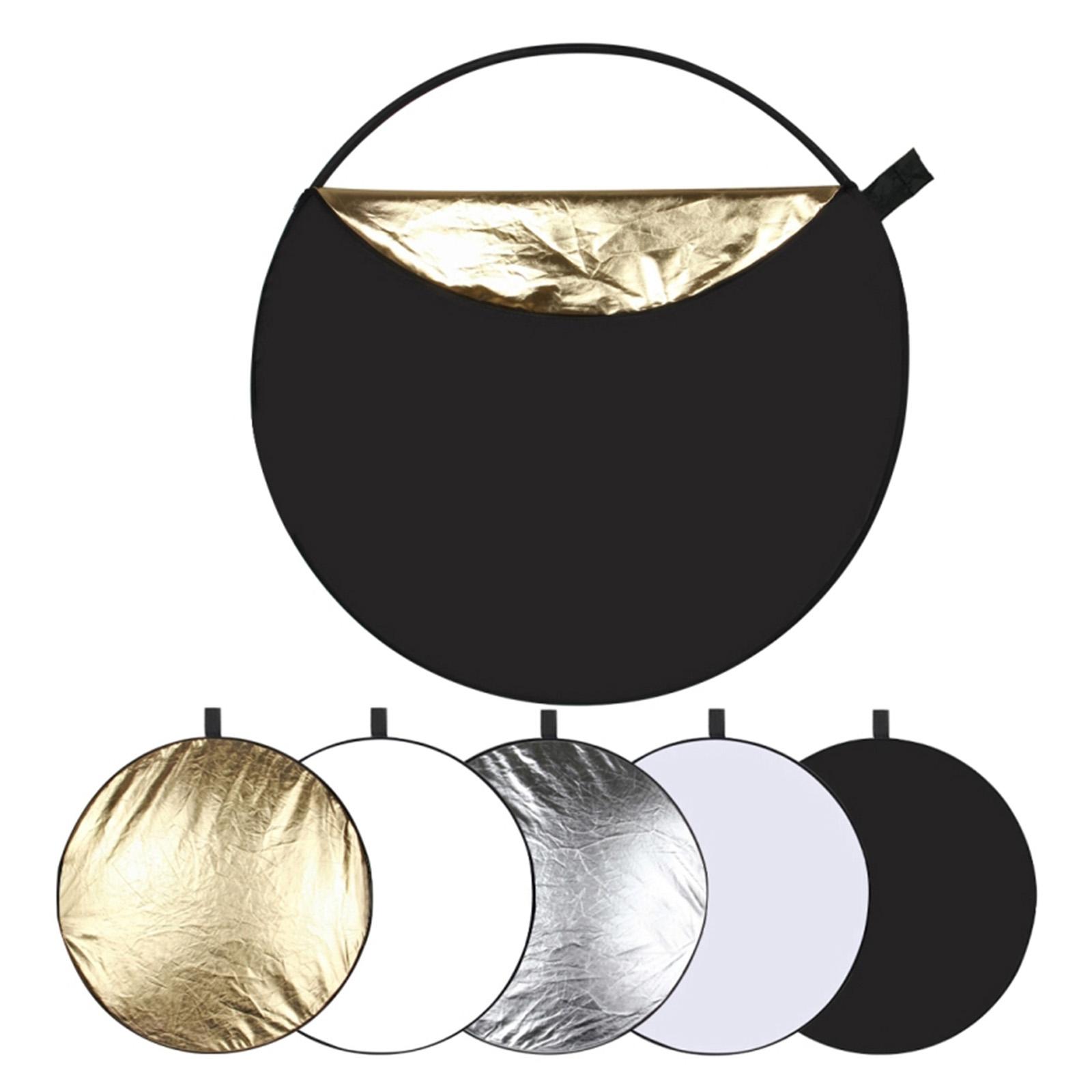 For PULUZ 5 in 1 Flexible 60/80/110cm Collapsible Photo Studio Background Round Translucent/Silver/Gold/White/Black Photography Reflector Set