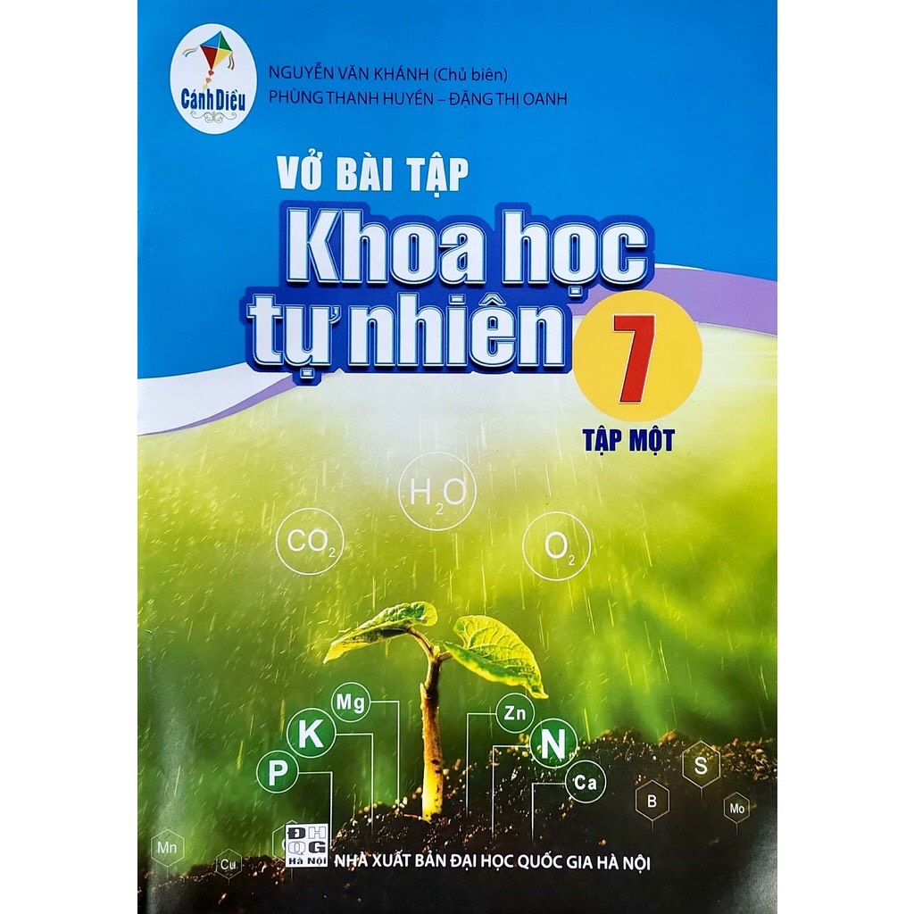 Sách - Vở bài tập Khoa học tự nhiên 7 tập 1 Cánh diều và 2 tập giấy kiểm tra kẻ ngang vỏ xanh