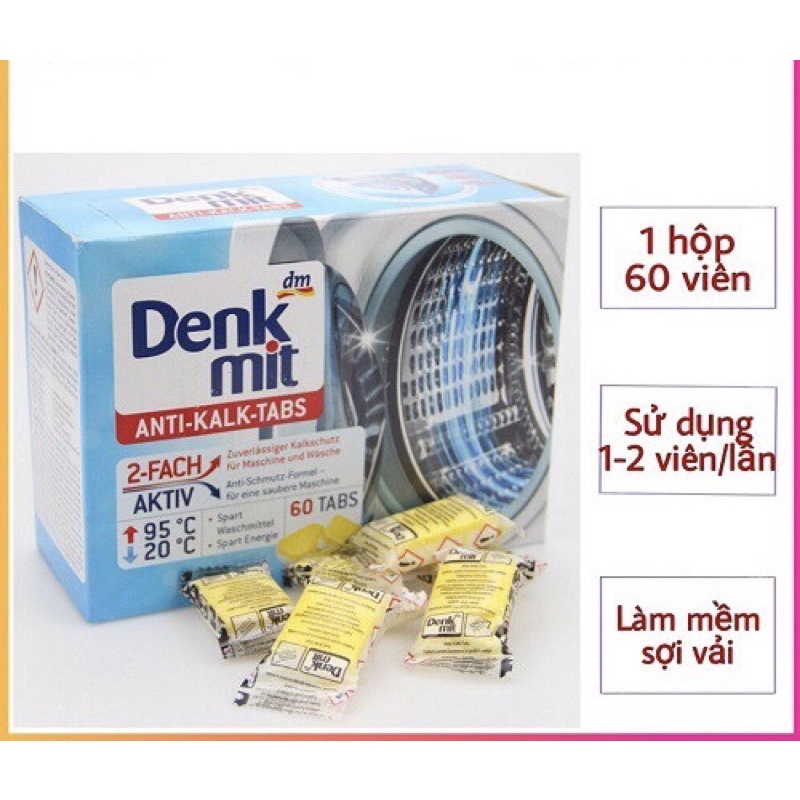 Vệ Sinh Máy Giặt Denkmit Hộp 60 Viên Hàng Nội Địa Đức