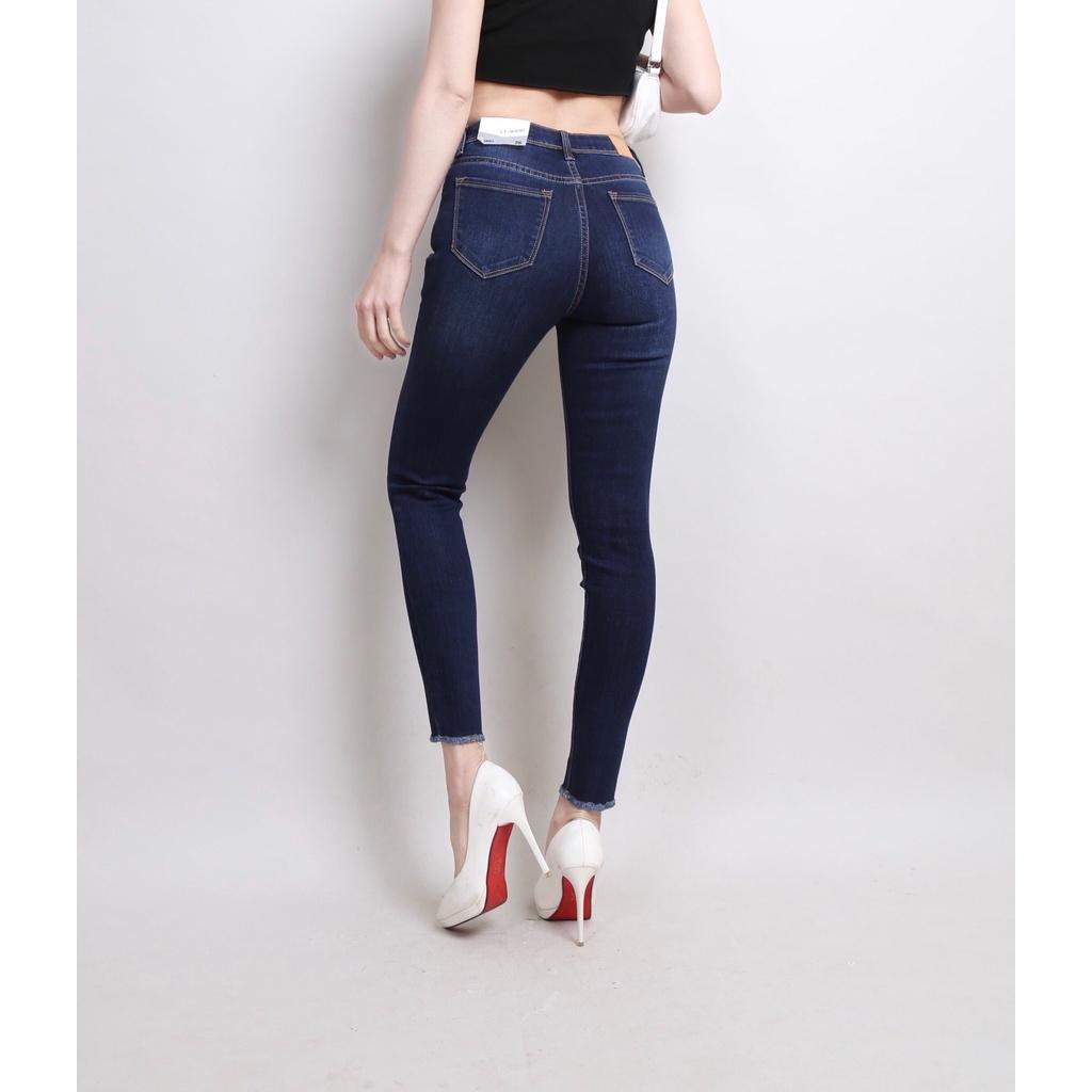 Quần Jean Nữ Skinny Cạp Cao co giãn Gấu Tua Rua Rách CT JEANS