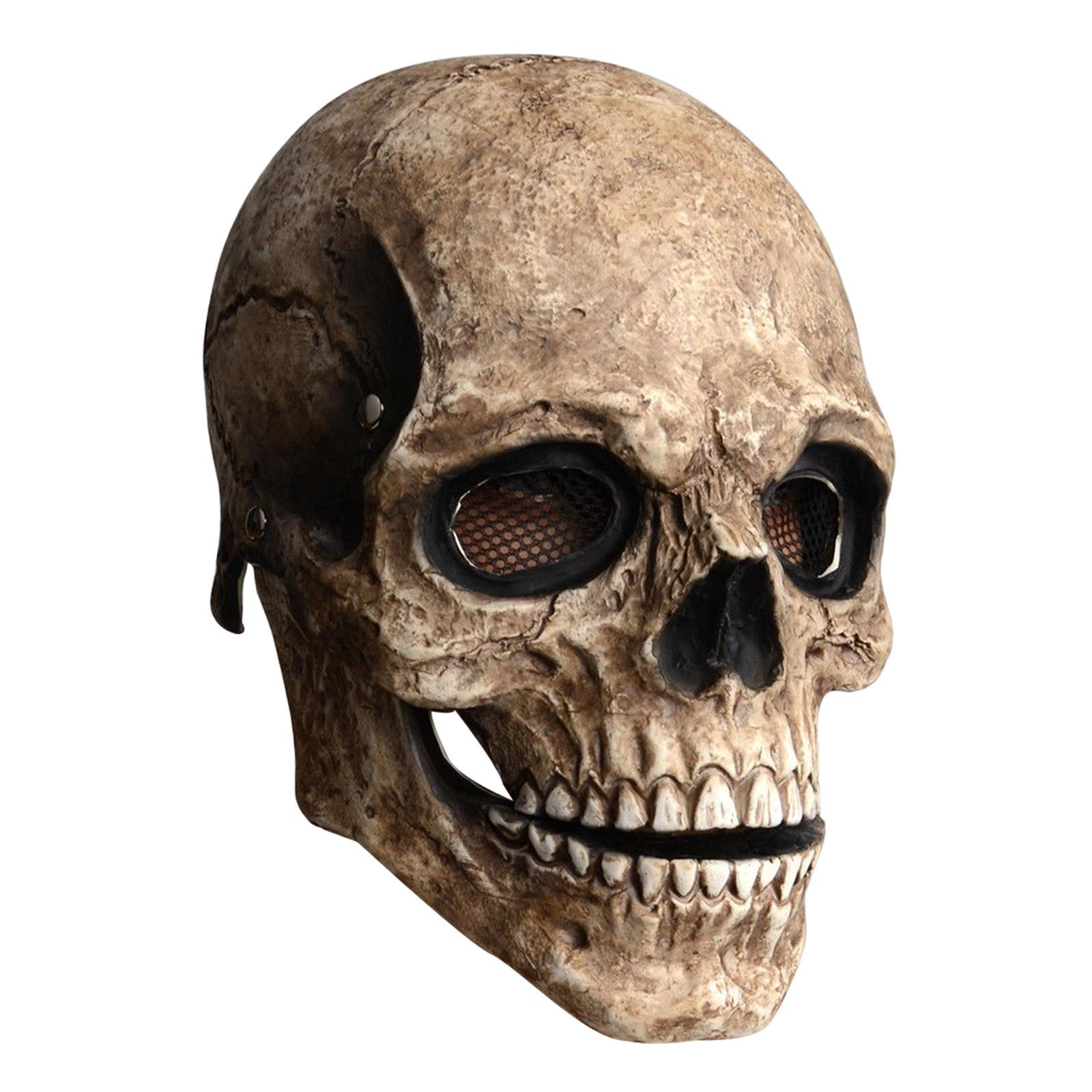 Head full face realistic masquerade horror White