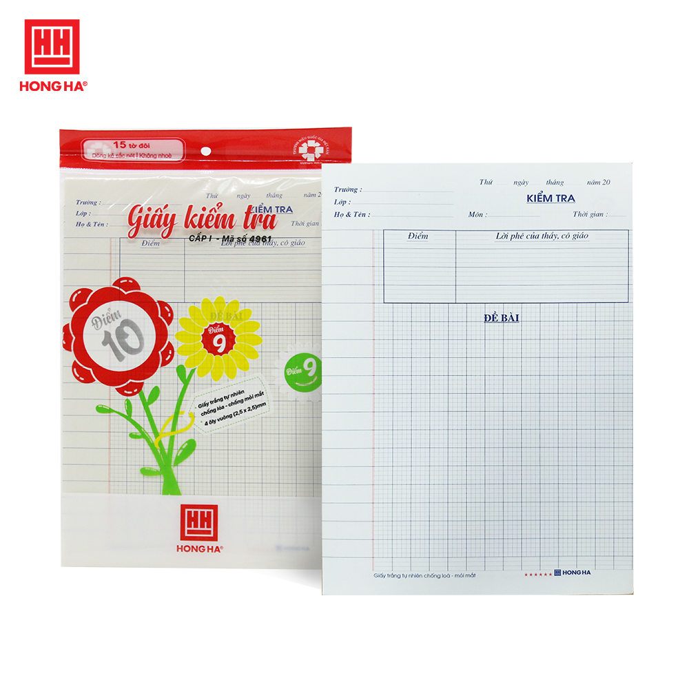 Giấy kiểm tra 4 ô ly cấp 1 Hồng Hà - 4961