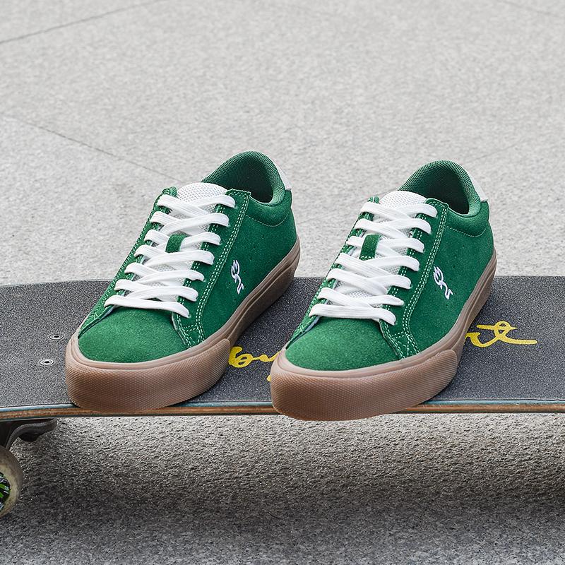 Giày thể thao da lộn bằng da màu xanh lá cây màu xanh lá cây unisex unisex giày cao su giày skateboarding dai dẻo cho bmx tennis Color: Green Shoe Size: 43