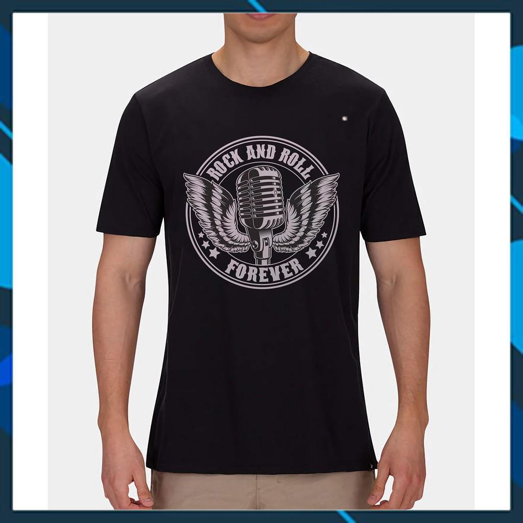 Áo Thun Unisex Tay Lỡ Form Rộng Freesize Màu Đen in mặt trước ROCK AND ROLL
